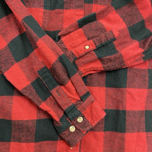 Field and Stream Shirt Men's XL Tall Heavy Flannel Red Black Plaid Button Up - Picture 6 of 10